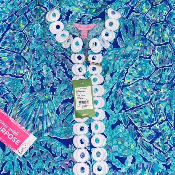 HTF Lilly Pulitzer Jane Shift Capri Teal Pop Up Tortuga Time, Size 4, NWT - Picture 8 of 9